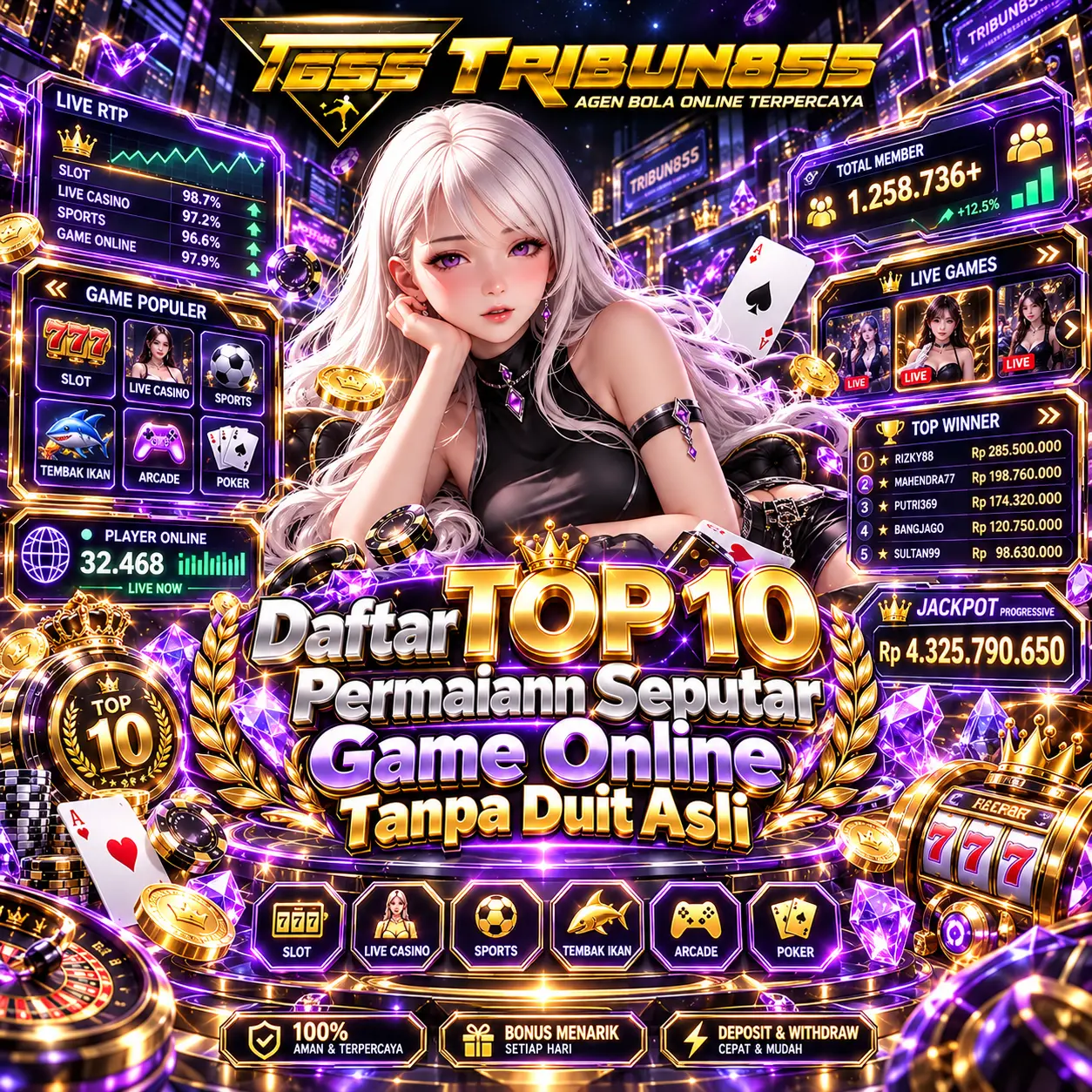 TRIBUN855: Daftar TOP 10 Permaiann Seputar Game Online Tanpa Duit Asli